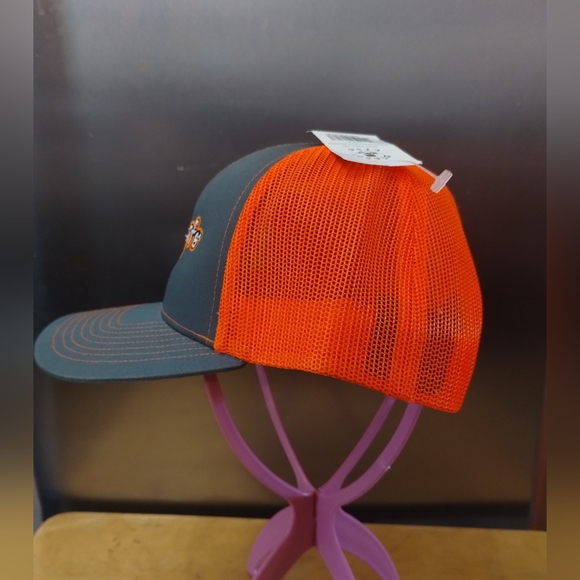 Diesel Life Snapback Trucker Hat Charcoal & Neon Orange Mesh Cap | Skull Logo - Picture 5 of 6